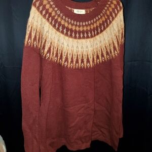 Stylish Women's Sweater in Burgundy and Cream